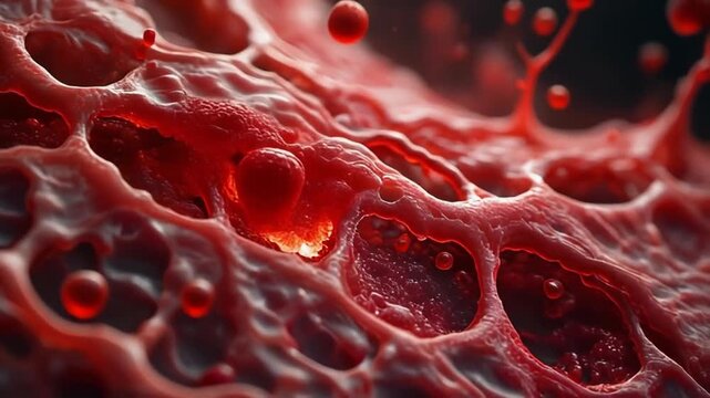 High Definition Slow Motion Video of Blood Clotting Process Visualizing Hemostasis and Thrombosis Microscopic Biological Phenomenon