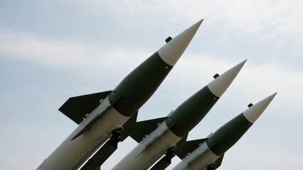 Obraz premium Missiles Skyward Power with Precision, and and Cloudy Foreboding.