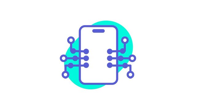 A smartphone circuit icon symbolizing encrypted data flow ensuring protected communication, preventing breaches, and maintaining reliable mobile devic