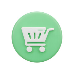 3D shopping cart icon, isolated on white background