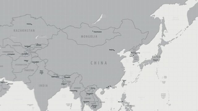 North Korea on the World Map. 4K animation.