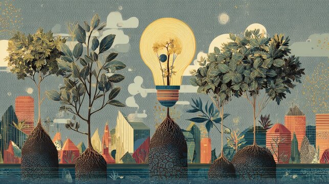 The imagery conveys the idea that innovation in the financial sector is the seed for growth, fostering a healthier and more sustainable financial ecosystem. 