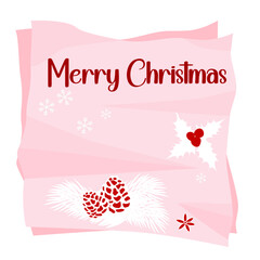 Napkin Christmas decorations and Text. Merry Christmas. Holiday print, banner, poster. Vector illustration.