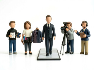 3D Knetfiguren, aus dem Bereich M&auml;nner Modenschau, auf wei&szlig;em Hintergrund

