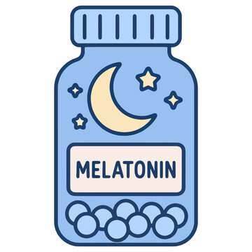 Melatonin Sleep Supplement Bottle with moon and stars, symbolizing sleep support, night time relaxation, and natural sleep aid supplements