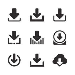Minimalist download icons set  for apps, websites, and branding.