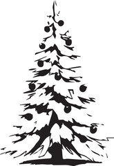 Minimalist black and white Christmas tree illustration
