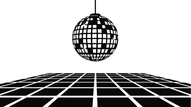Disco Ball and Dance Floor in Black and White