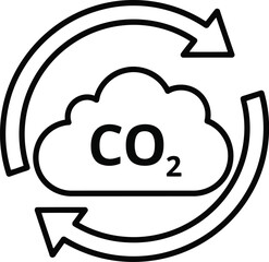 Co2 carbon dioxide emission cycle icon. greenhouse gas reduction outline vector graphic symbol