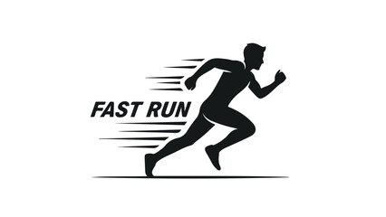 Silhouette of a Man Running Fast with Speed Trail Effect