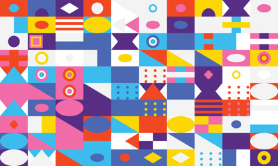Geometric abstract pattern with colorful shapes and circles vector