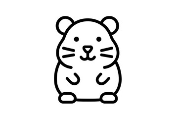 Adorable cartoon hamster character standing upright depicted in simple black outline drawing