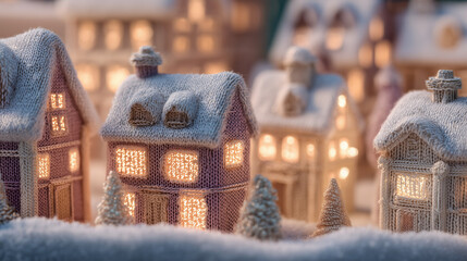 small town landscape, heavy snowfall blanketing rooftops, cozy brown and gray color palette, soft ambient lighting,