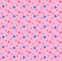 Sweet pink heart and flower pattern for charming baby apparel and nursery decor, perfect for adding a touch of playful whimsy to any project