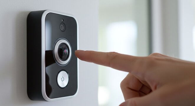 Professional using a futuristic biometric fingerprint scanner for secure access control in a modern building.Concept of home security and smart technology.