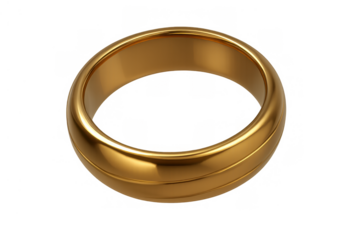 Gold wedding ring displaying symbolic representation of commitment and enduring love, transparent background