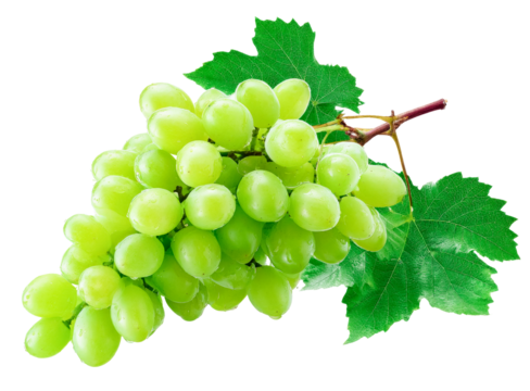 green grapes isolated on transparent background.