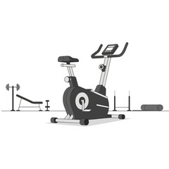 Stationary Exercise Bike - A Comprehensive Fitness Machine Illustration.