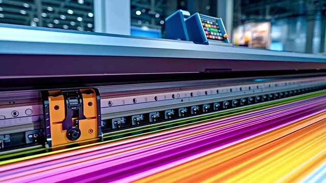 Large format inkjet printer creating colorful graphics