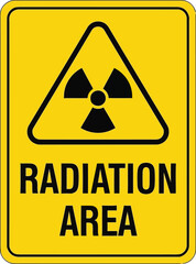 Obraz premium Radiation area warning sign danger symbol yellow triangle safety alert hazard caution symbol vector graphic vector