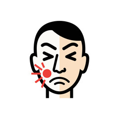 Illustration of a man experiencing facial pain, possibly toothache.