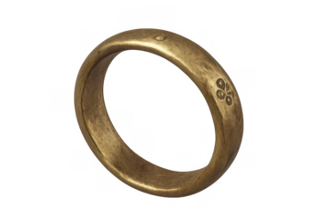 Ancient medieval gold ring with flower engravings on a transparent background, symbolizing historical jewelry and antique artifacts