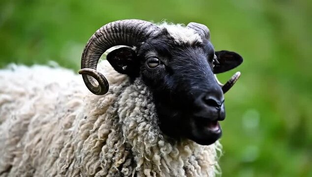 Sheep bleating on green screen