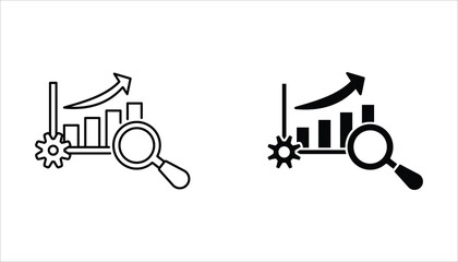 Obraz premium Research icon set. Concept of Business analysis and engine optimization in outline style. Used for logo, emblem, and web design. Vector Illustration on white background.