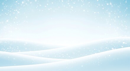 Snowy landscape with gentle hills and soft snowfall in winter  