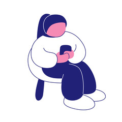 flat design of girl using smartphone