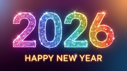Colorful Glitter 2026 New Year
