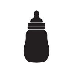 Baby bottle silhouette vector flat illustration on white background