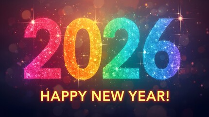 Colorful Glitter 2026 New Year Celebration With Sparkling Lights And Festive Mood