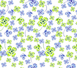 Delicate floral pattern with butterflies offering a fresh spring vibe for textile design projects and vibrant backgrounds, ideal for cheerful designs