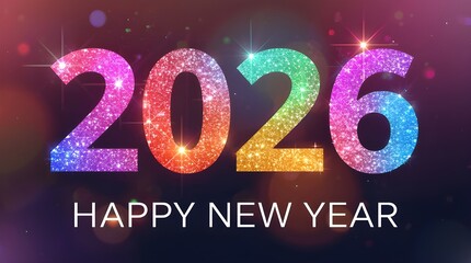 Colorful Glitter 2026 New Year Celebration With Sparkling Lights And Festive Mood For Campaigns