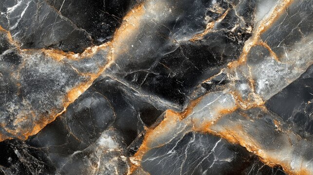 Dark marble patterns with golden veins emphasise the luxury of interiors, creating a stylish backdrop for design presentations.