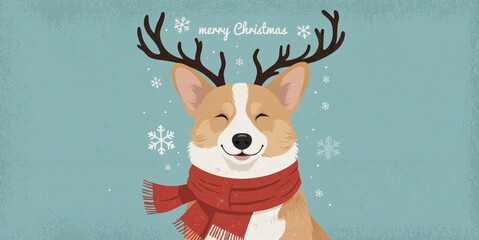 Fototapeta premium a corgi wearing a christmas hat and scarf