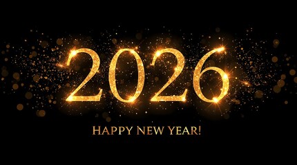 Gold 2026 New Year Celebration Card