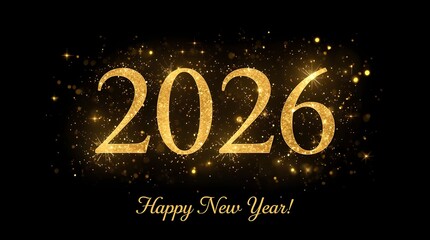 Gold 2026 New Year Celebration Card With Sparkle