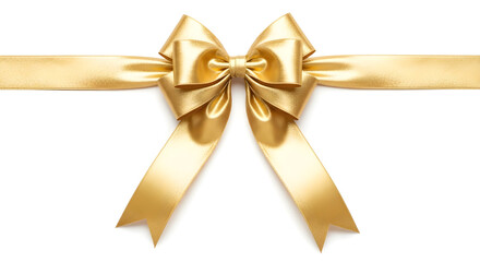 gold ribbon bow isolated on white background