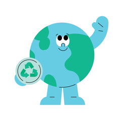 Friendly Earth Character Promoting Recycling