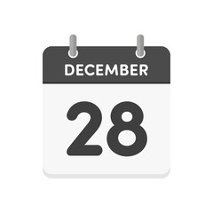 12月28日･December 28の日めくりカレンダーのアイコン - 12/28の日付入り英語の暦