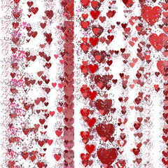 Heart red and white background arranged randomly and untidy