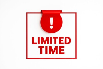 Red and white sign with the words limited time and an exclamation mark in a circle symbolizing urgency and a special offer