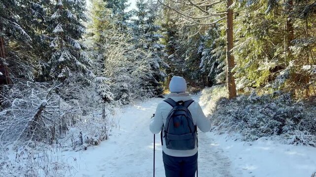 Woman walking in winter