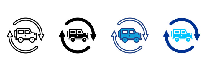 Electric Car Icon Set Multiple Style Vector Illustration 