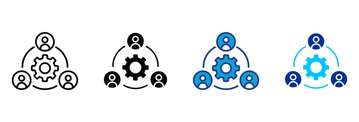 Teamwork Icon Set Multiple Style Vector Illustration 