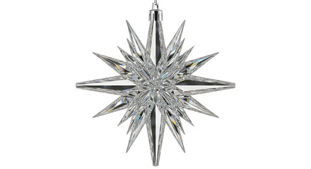 silver christmas star isolated on white background
