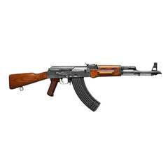 Assault rifle with wooden and metal parts on a transparent background, PNG image, PNG file