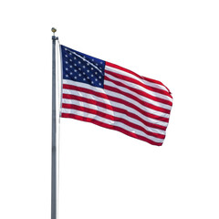 Obraz premium American flag waving on a flagpole on a transparent background, PNG image